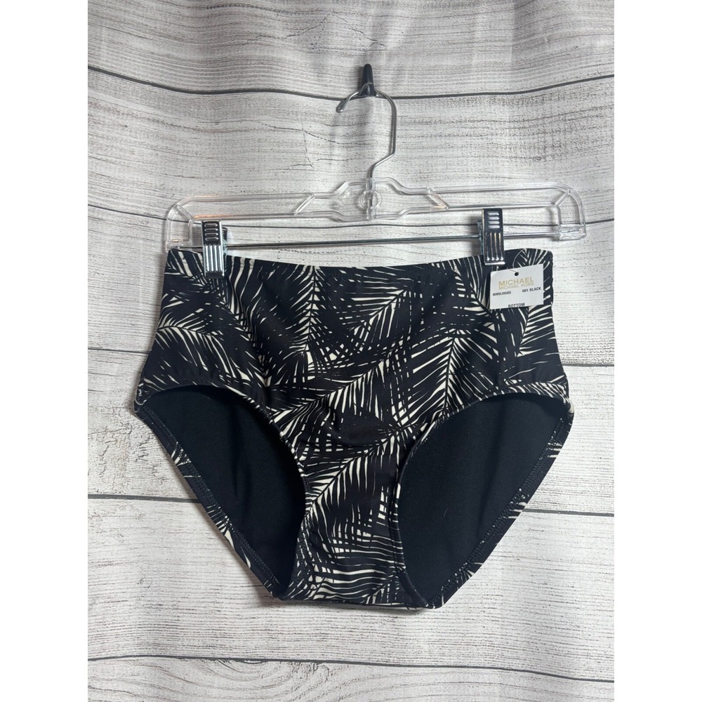 Michael Kors Women's XS Swim bottom black/white palm‎ tree floral fern NWT